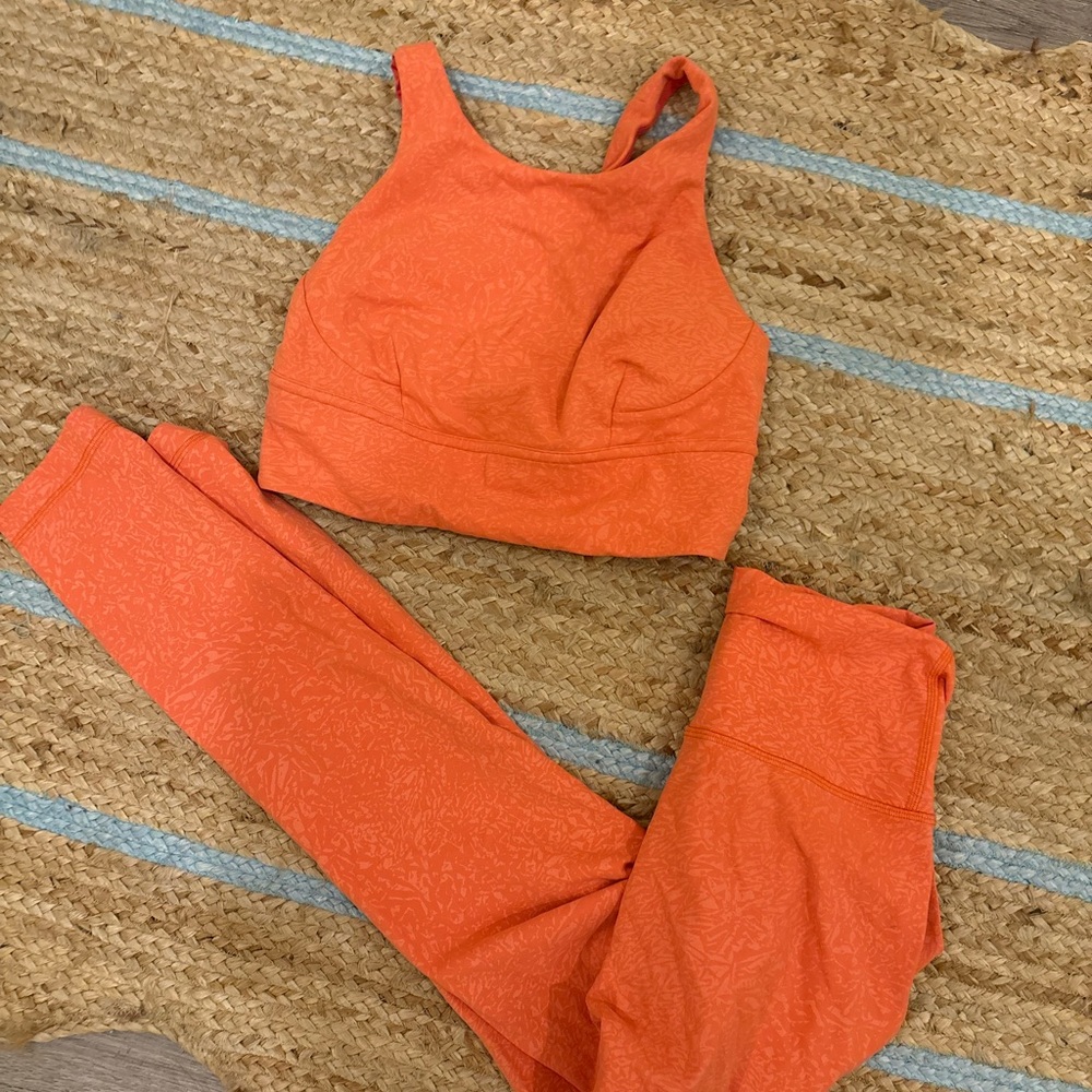 lululemon athletica Orange Sports Bra and Leggings Set